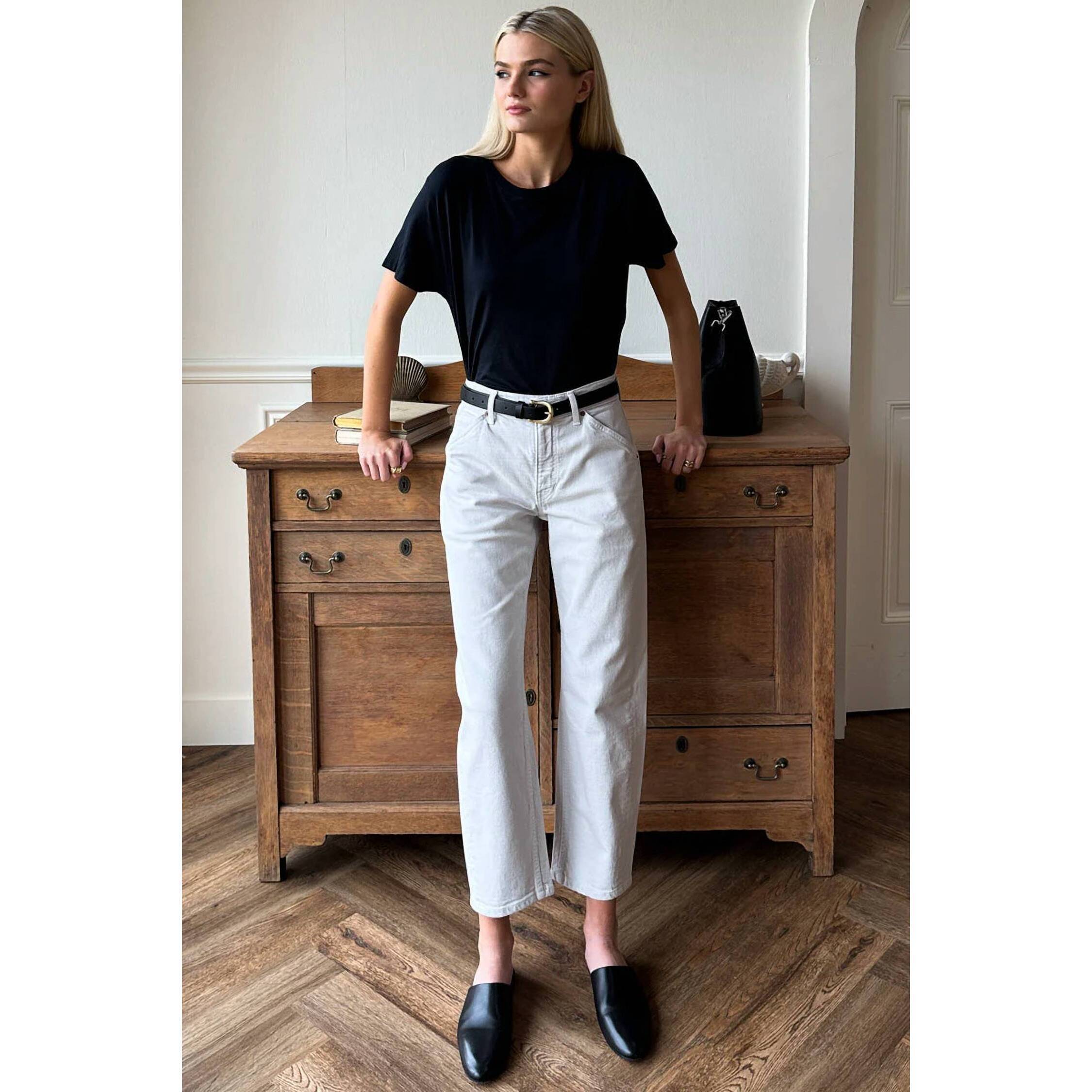 New Emerson Fry Barrel Jeans In Antique White